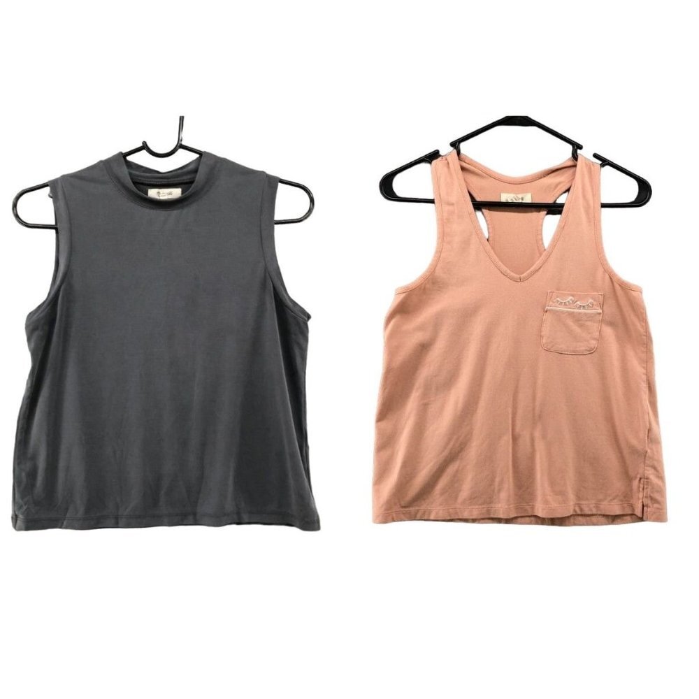 Madewell Tank Tops Womens XS BUNDLE Gray Peach Mock Neck V-Neck